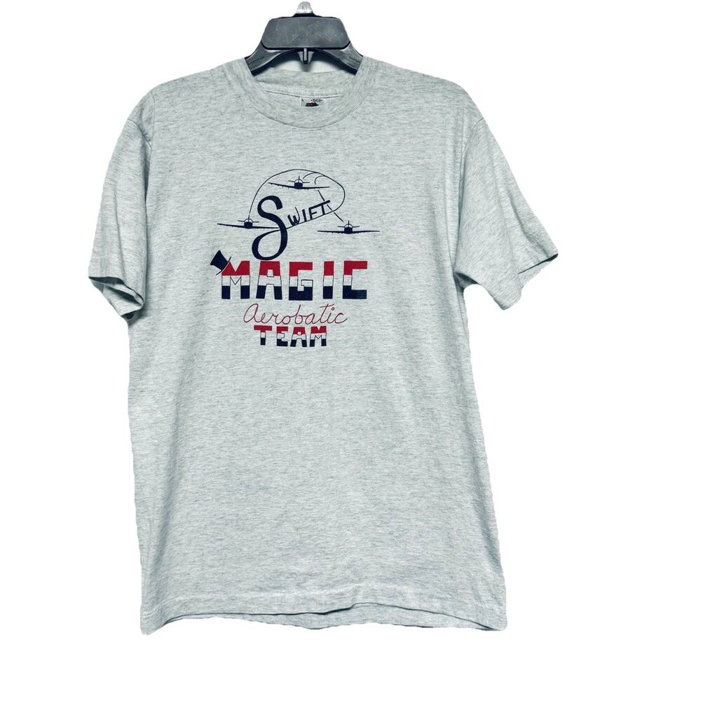 Vintage Swift Magic Airplane Aerobatics Team Stunt Pilot T Shirt FOTL USA L SS